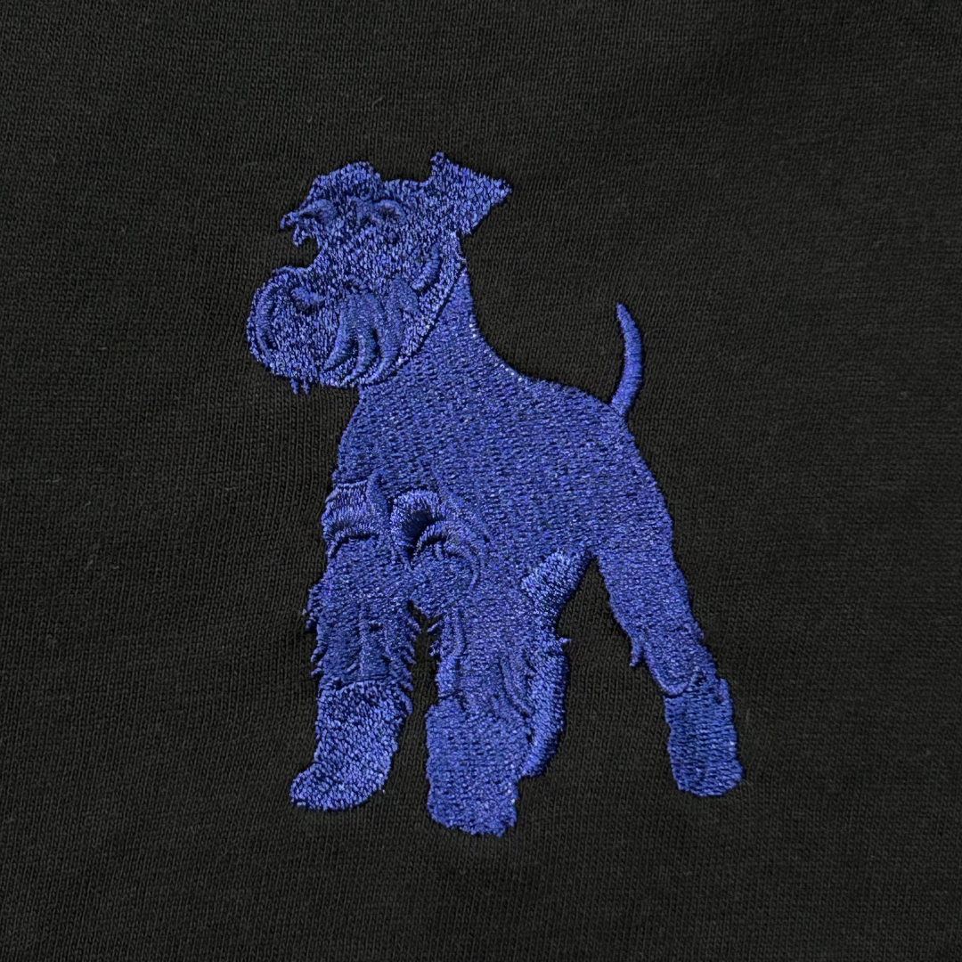 シュナウザーラージロゴ刺繍ロングTee(ネイビーロゴ)