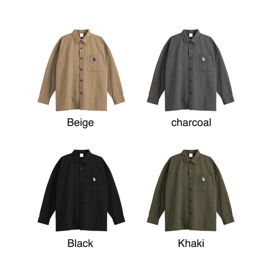 シュナウザーポイントロゴ刺繍コットンシャツ