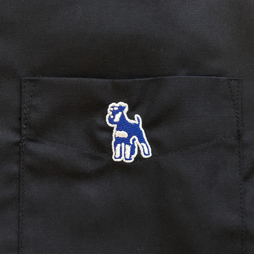 シュナウザーポイントロゴ刺繍シャツ(ネイビー×ホワイトロゴ)