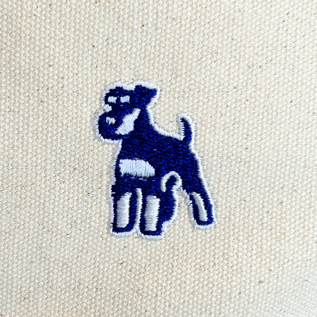 シュナウザーロゴ刺繍クラフトトートバッグ(ネイビー×ホワイトロゴ)