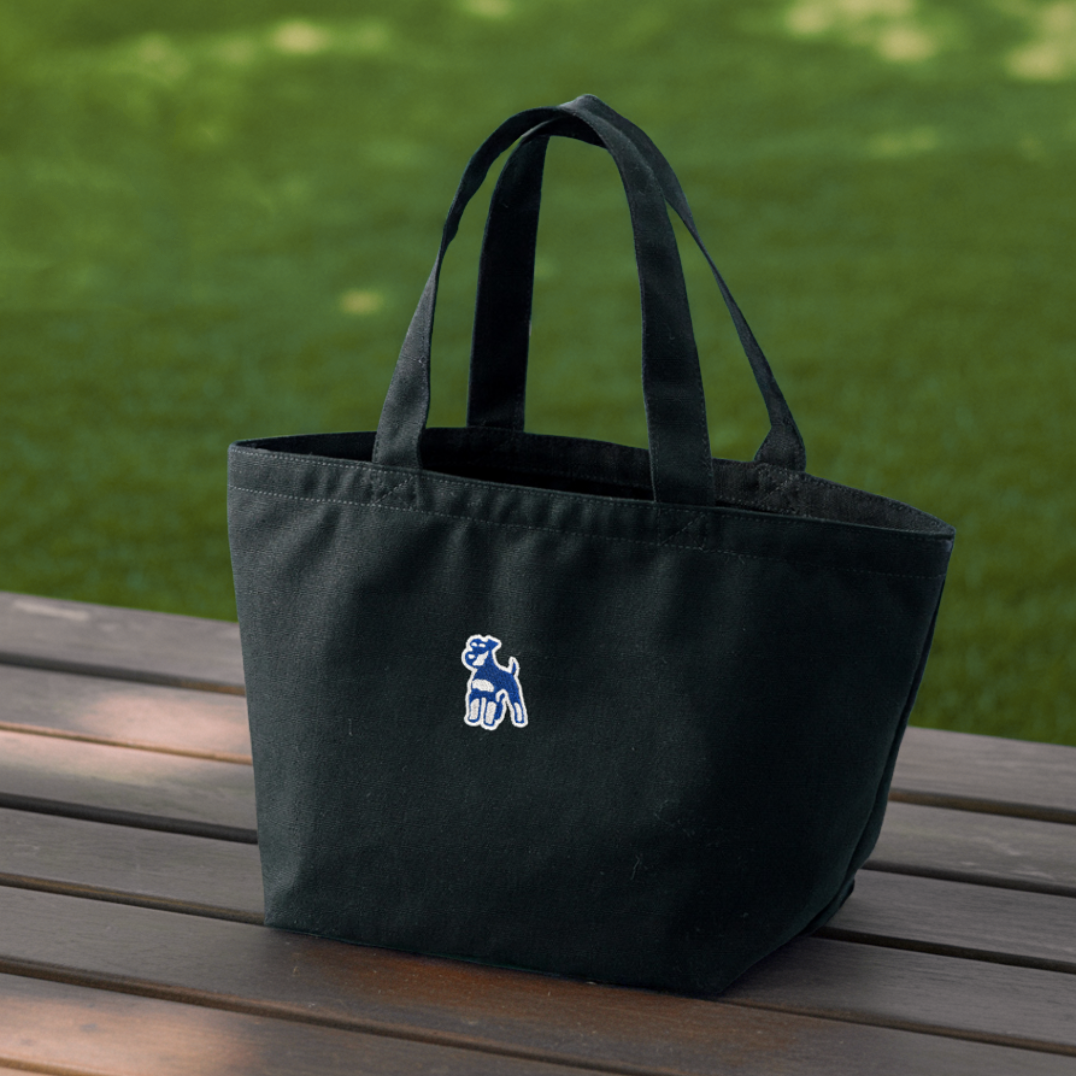 シュナウザーロゴ刺繍ミニトート（ネイビー×ホワイトロゴ）