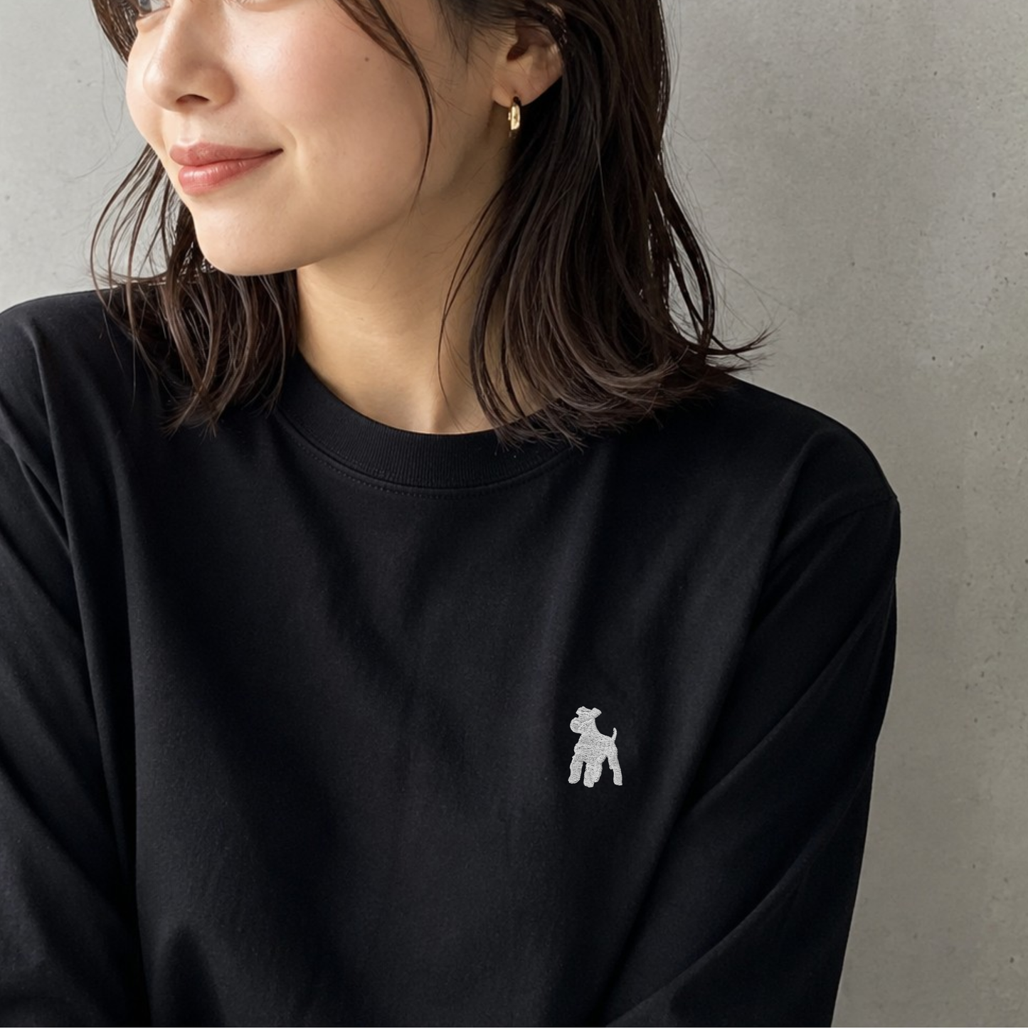シュナウザーポイントロゴ刺繍ロングTee