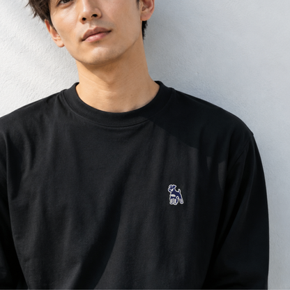 シュナウザーポイントロゴ刺繍ロングTee（ネイビー×ホワイトロゴ）