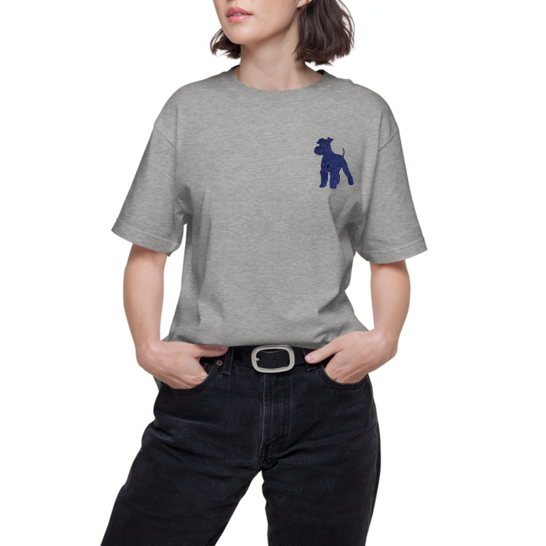シュナウザーラージロゴ刺繍Tee（ネイビーロゴ）