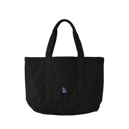 シュナウザーロゴ刺繍クラフトトートバッグ（ネイビー×ホワイトロゴ） black image