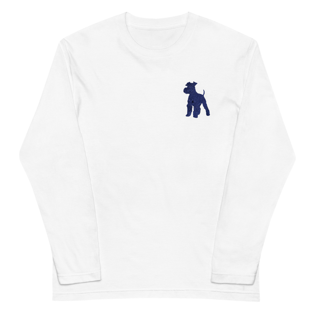 シュナウザーラージロゴ刺繍ロングTee（ネイビーロゴ）