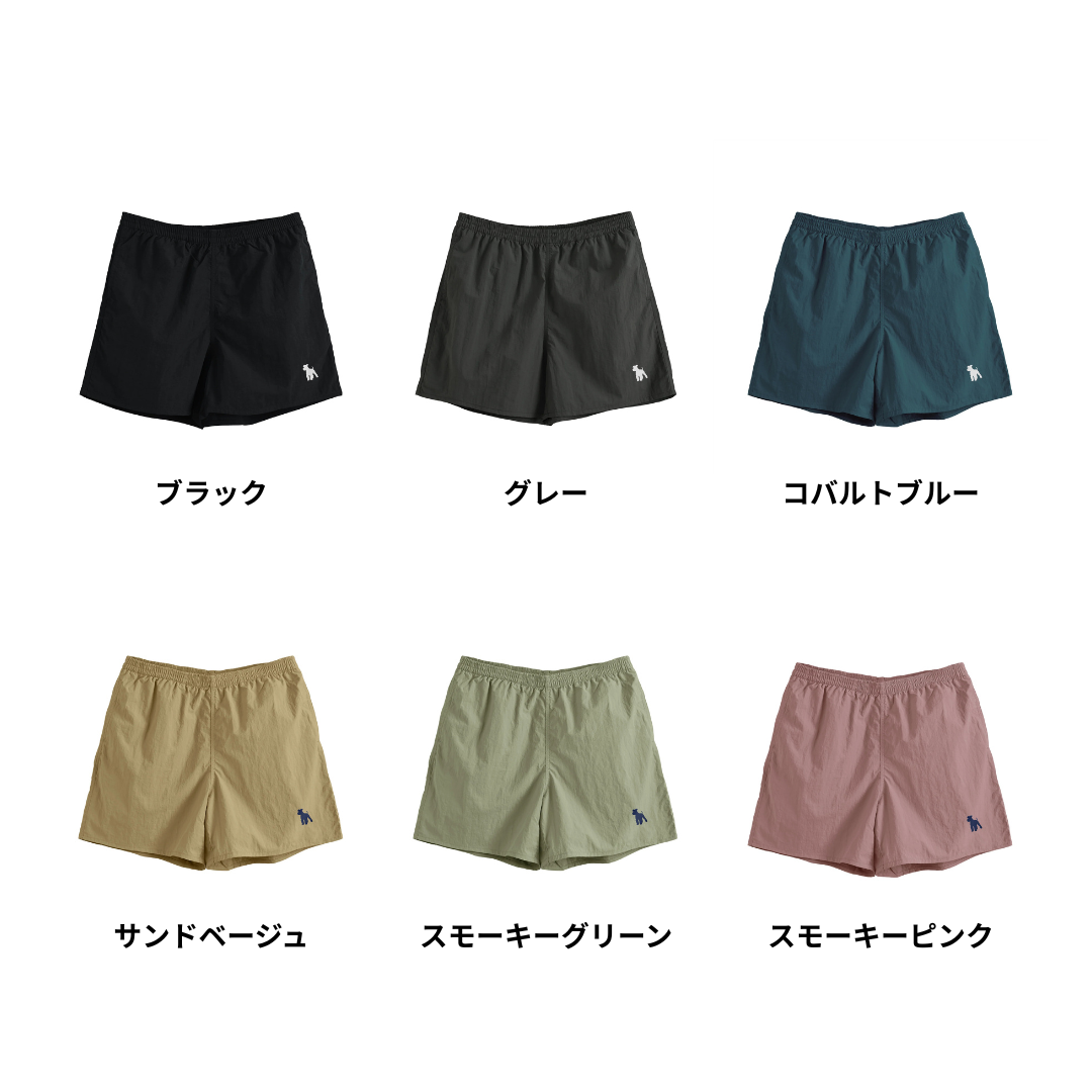 シュナウザーロゴ刺繍ナイロンショーツ