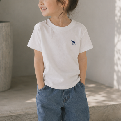【FOR KIDS】シュナウザーポイントロゴ刺繍Tee（ネイビー×ホワイトロゴ）