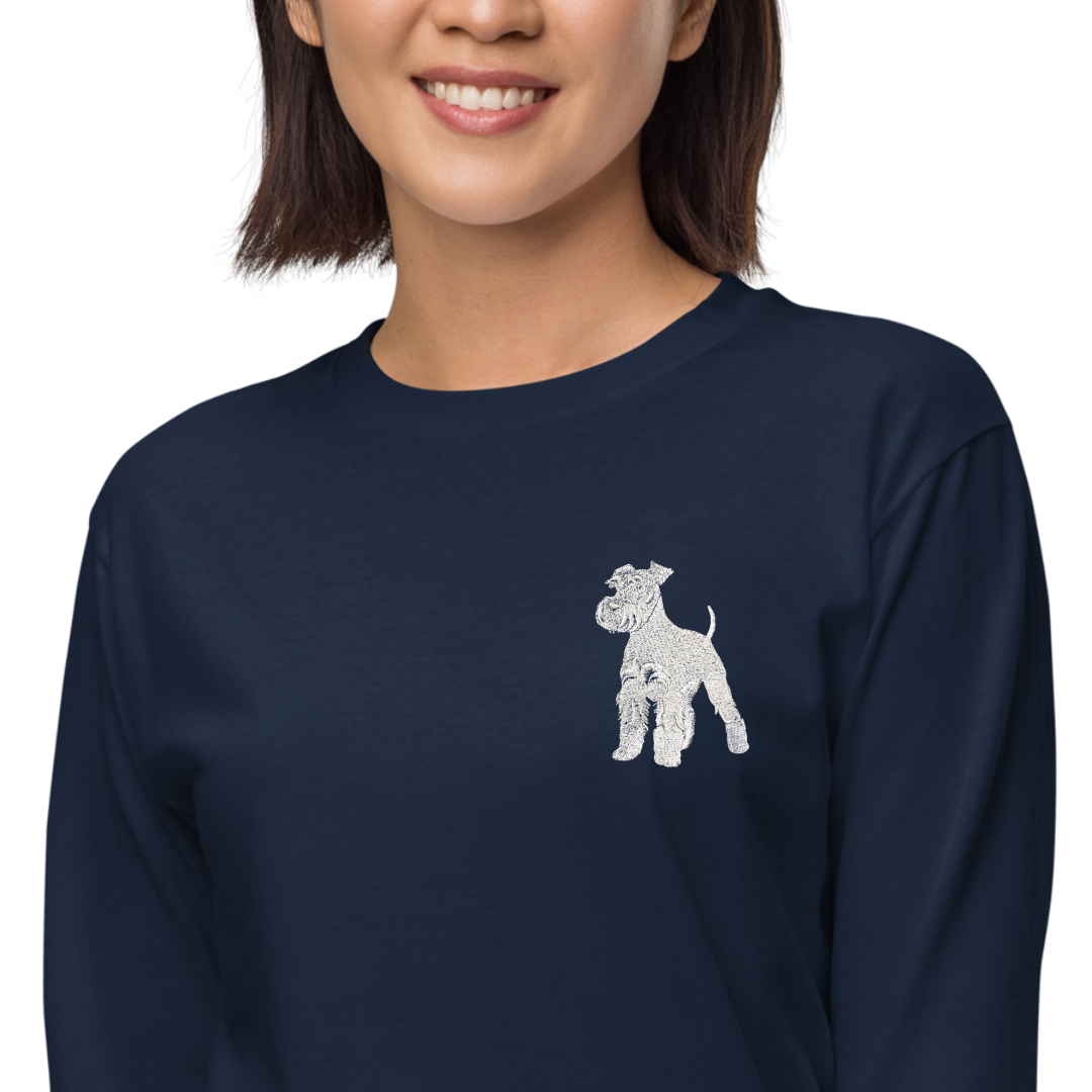 シュナウザーラージロゴ刺繍ロングTee（ホワイトロゴ）