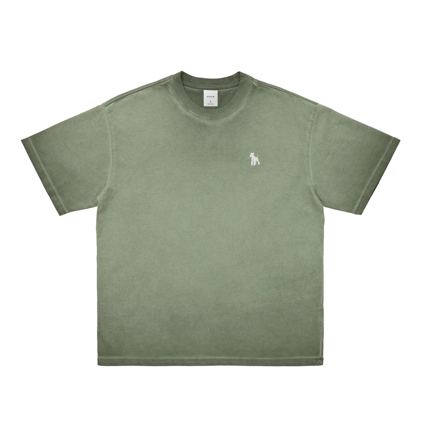 シュナウザーポイントロゴ刺繍ヴィンテージウォッシュTee green-gray image