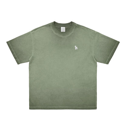 シュナウザーポイントロゴ刺繍ヴィンテージウォッシュTee green-gray image