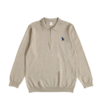 シュナウザーロゴ刺繍ハーフジップニットプルオーバー beige image