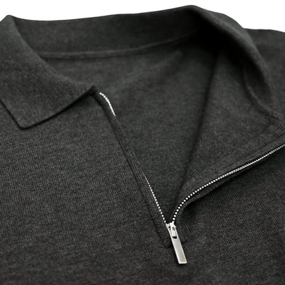 シュナウザーロゴ刺繍ハーフジップニットプルオーバー charcoal image