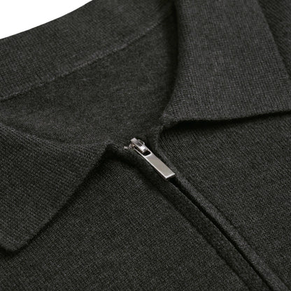 シュナウザーロゴ刺繍ハーフジップニットプルオーバー charcoal image