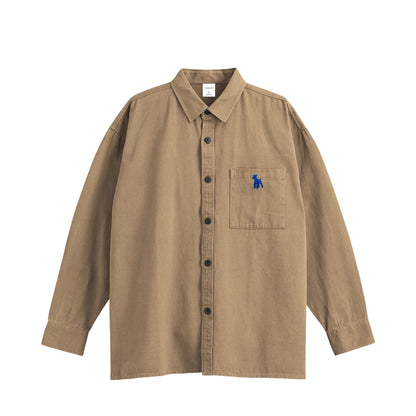 シュナウザーポイントロゴ刺繍コットンシャツ beige image