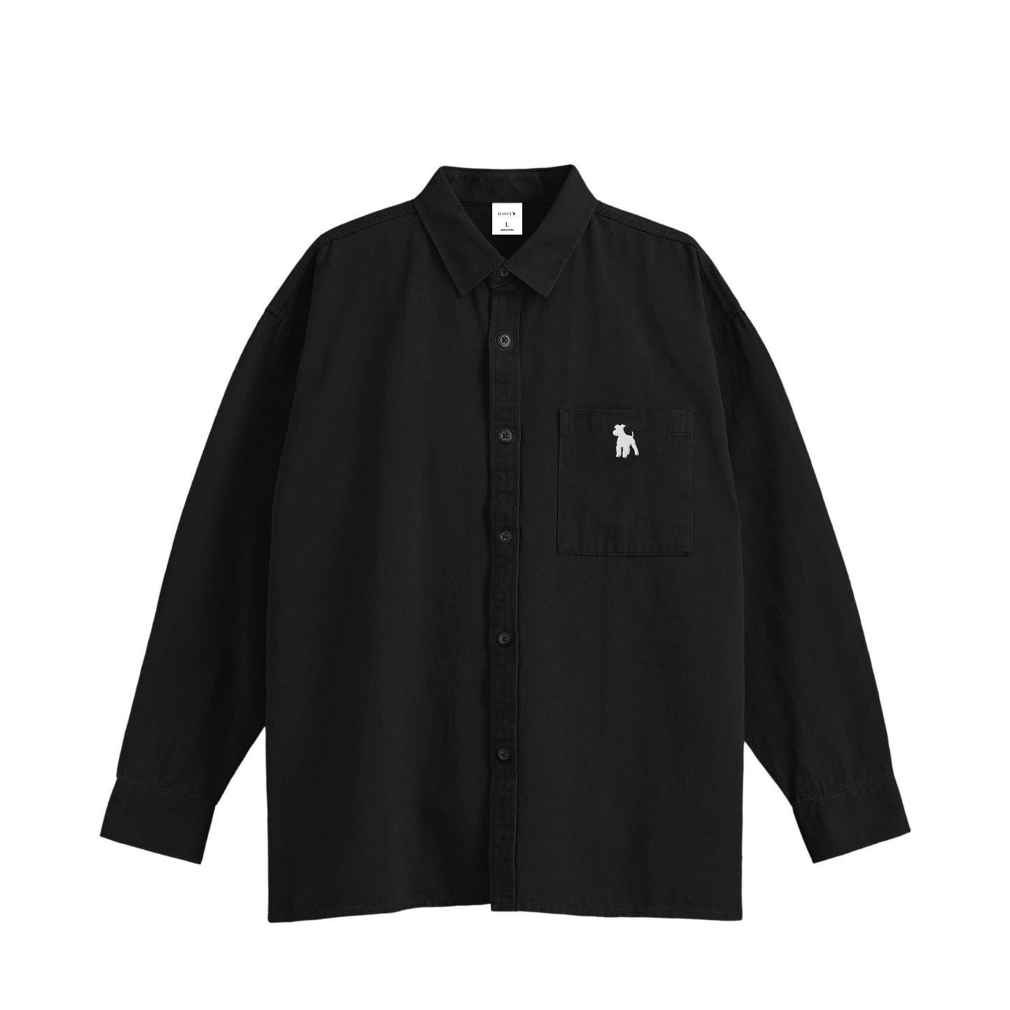 シュナウザーポイントロゴ刺繍コットンシャツ black image