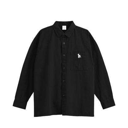 シュナウザーポイントロゴ刺繍コットンシャツ black image