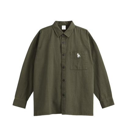 シュナウザーポイントロゴ刺繍コットンシャツ khaki image
