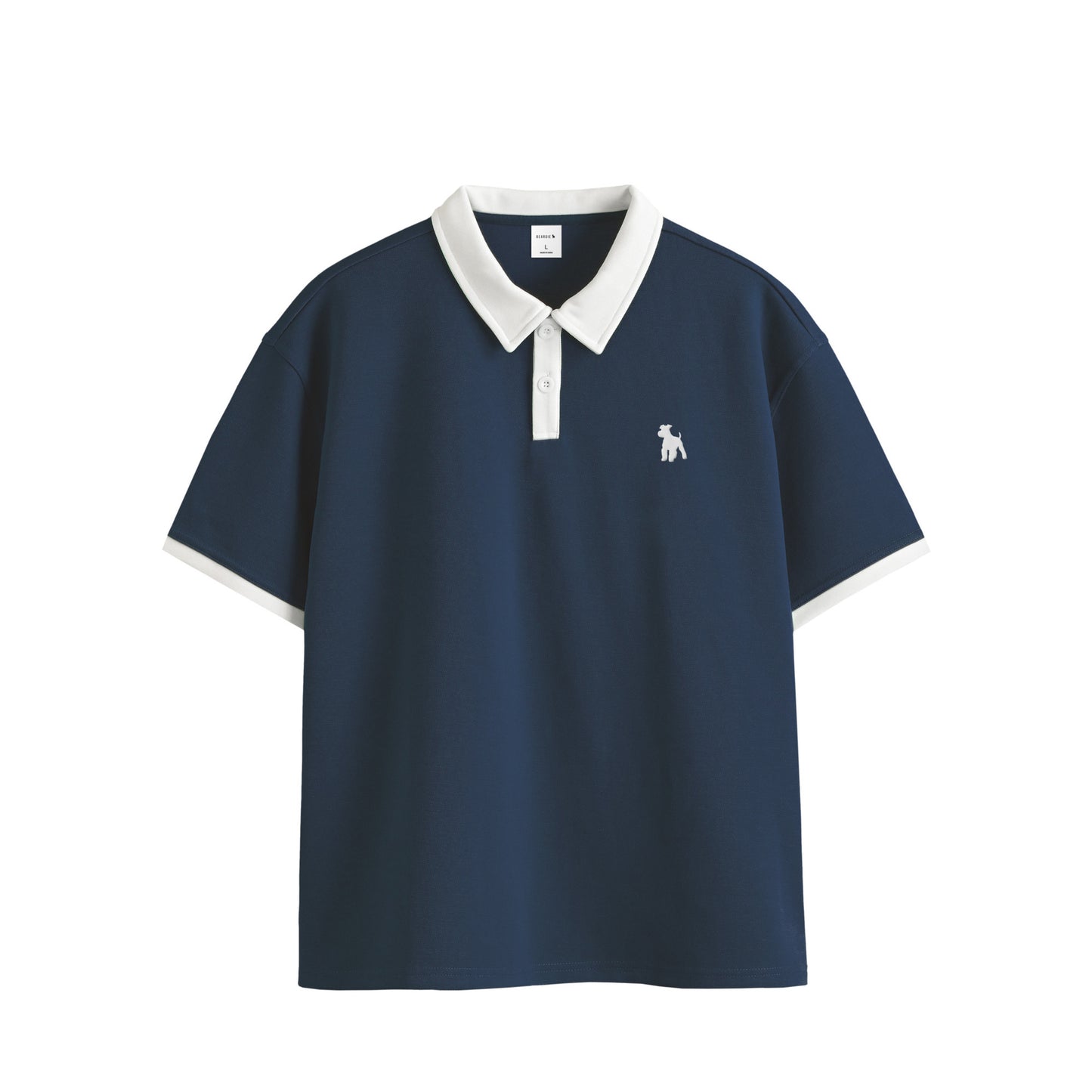 シュナウザーポイントロゴ刺繍トリムポロシャツ navy-x-white image