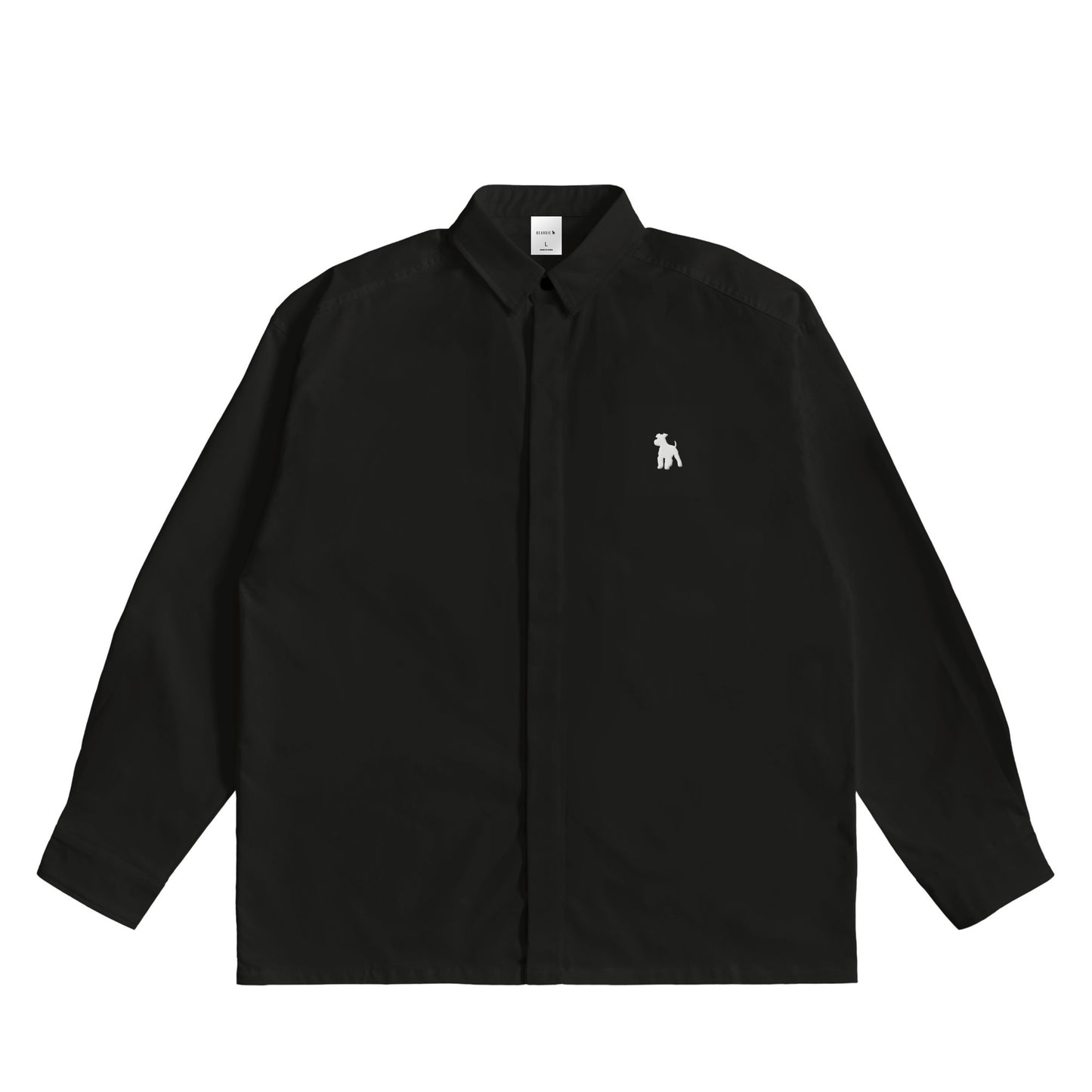 シュナウザーロゴ刺繍比翼カラーシャツ black image
