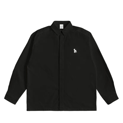 シュナウザーロゴ刺繍比翼カラーシャツ black image