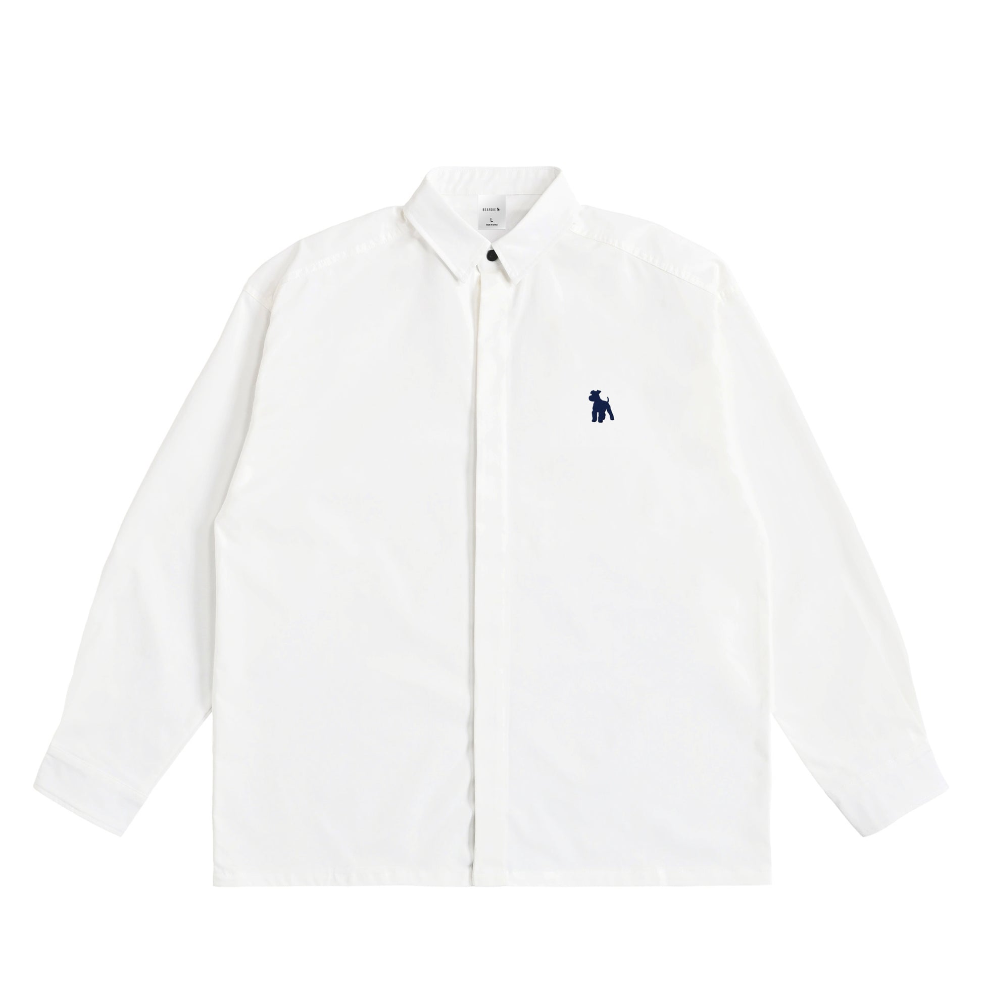 シュナウザーロゴ刺繍比翼カラーシャツ white image