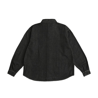 シュナウザーポイントロゴ刺繍デニムシャツ black image