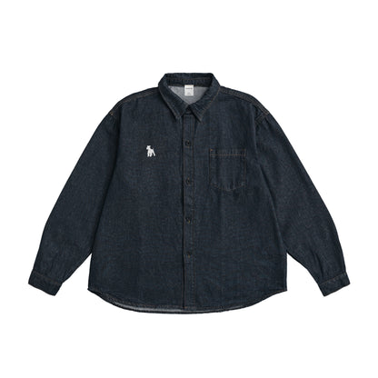 シュナウザーポイントロゴ刺繍デニムシャツ indigo image