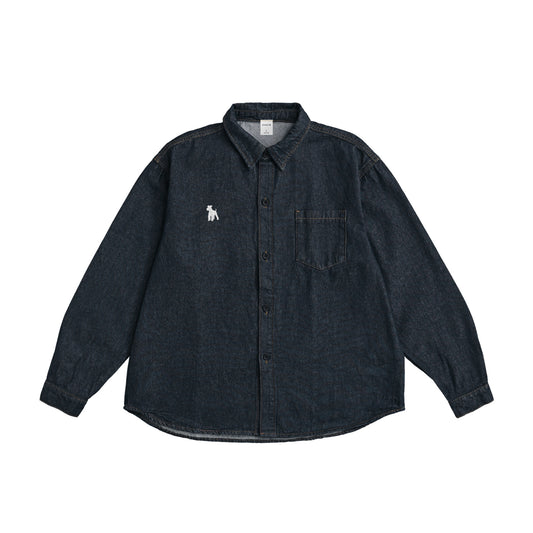 シュナウザーポイントロゴ刺繍デニムシャツ indigo image