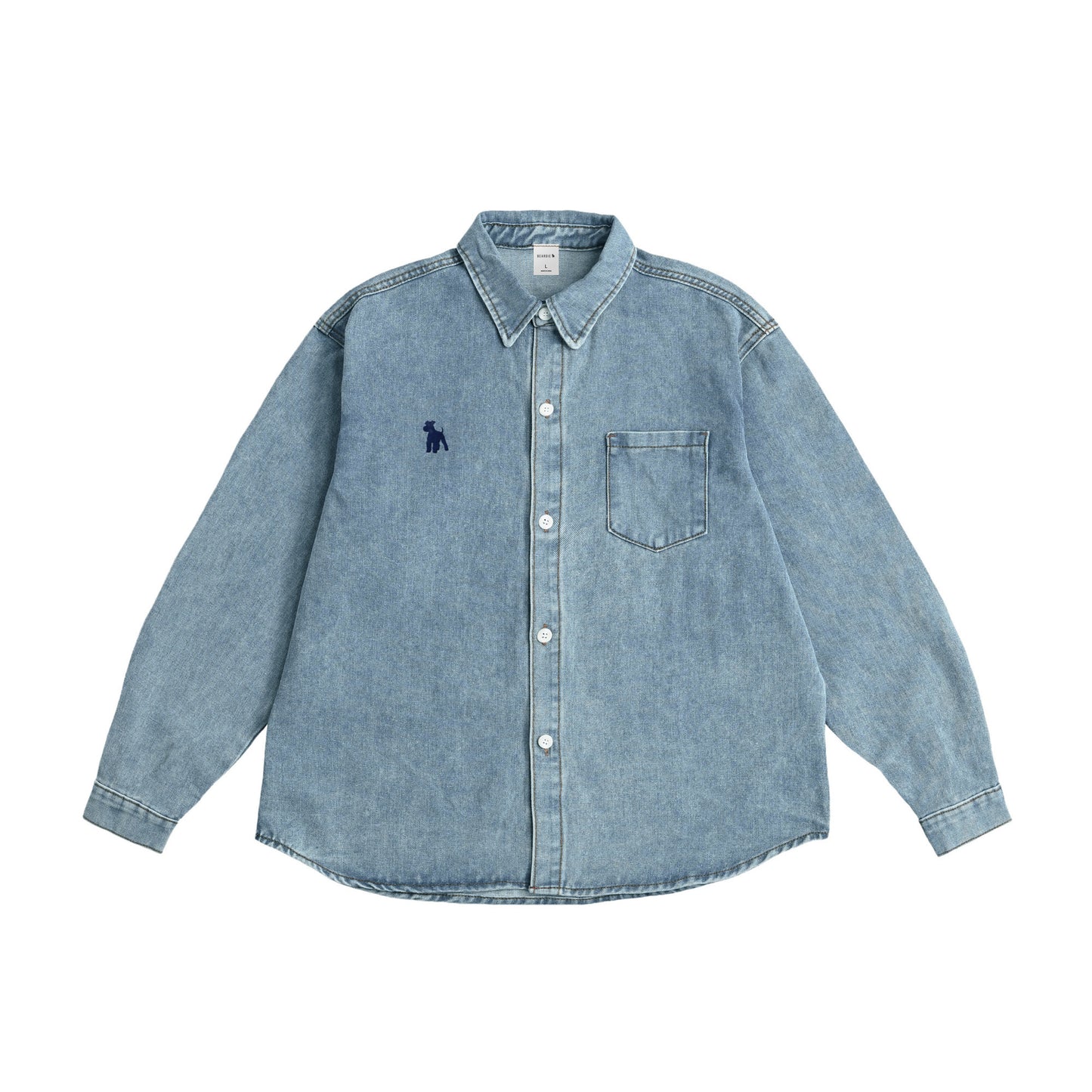 シュナウザーポイントロゴ刺繍デニムシャツ light-blue image