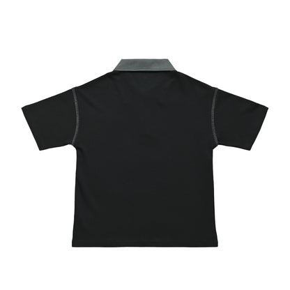 シュナウザーロゴ刺繍ショルダーステッチポロシャツ black image