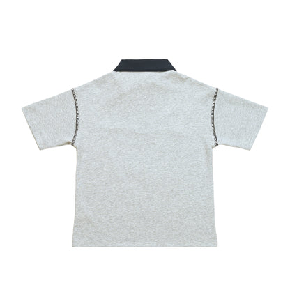 シュナウザーロゴ刺繍ショルダーステッチポロシャツ gray image