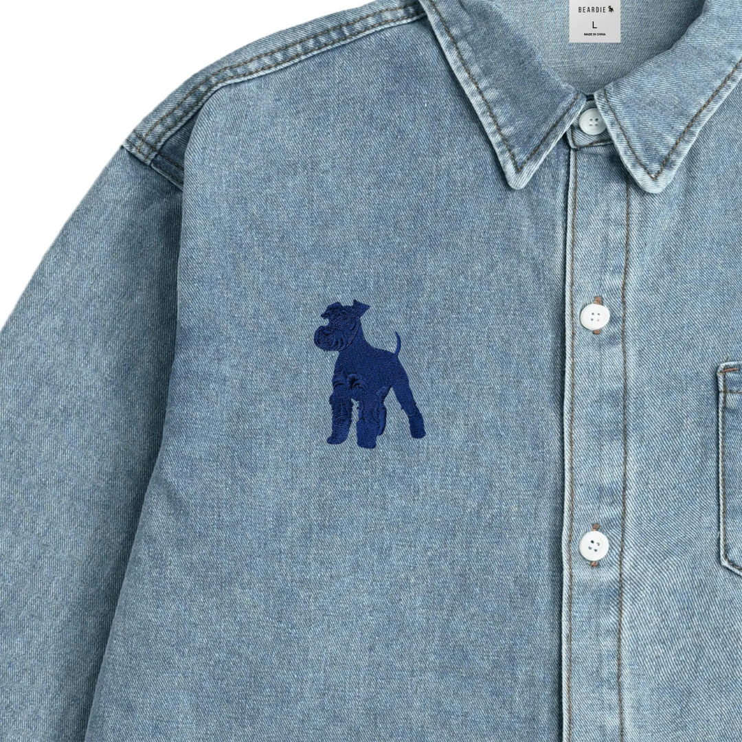 シュナウザーラージロゴ刺繍デニムシャツ