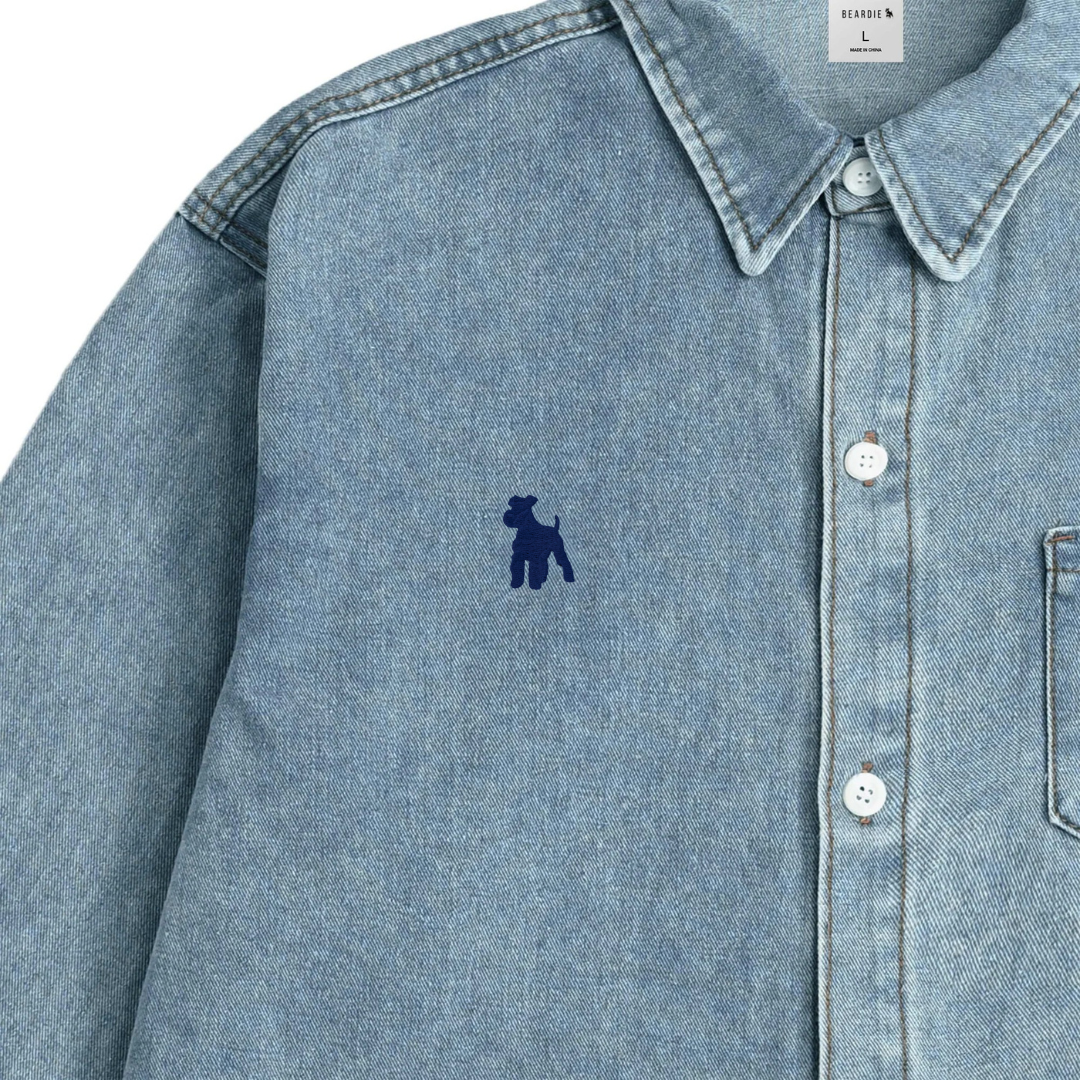 シュナウザーポイントロゴ刺繍デニムシャツ