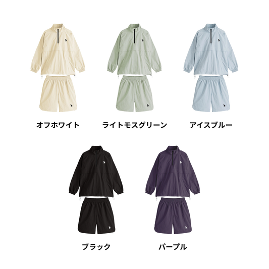 シュナウザーロゴ刺繍ナイロンセットアップ