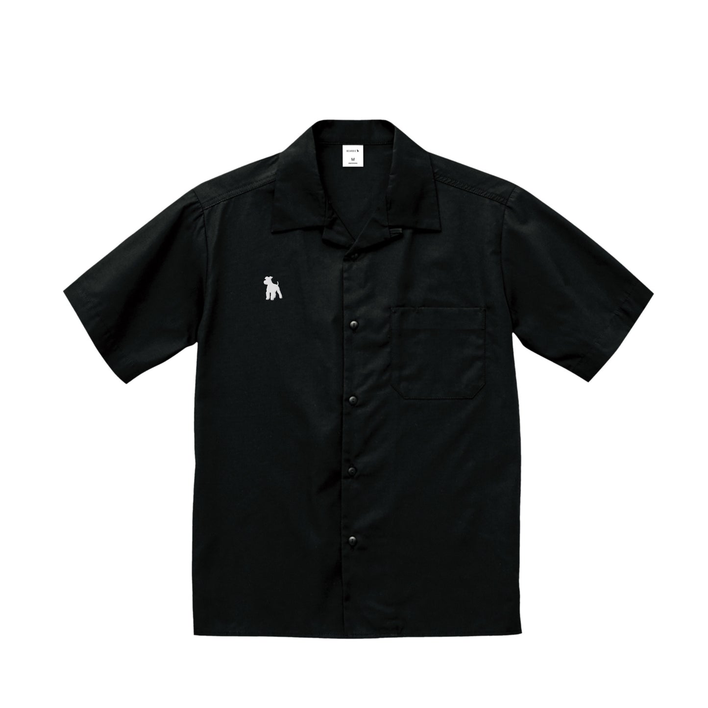 シュナウザーロゴ刺繍オープンカラーシャツ black image