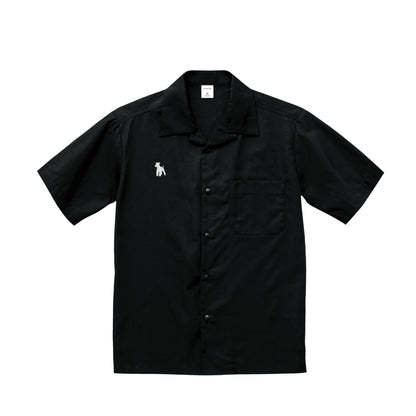 シュナウザーロゴ刺繍オープンカラーシャツ black image