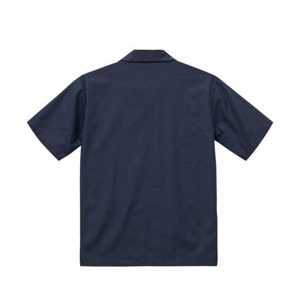 シュナウザーロゴ刺繍オープンカラーシャツ dark-navy image