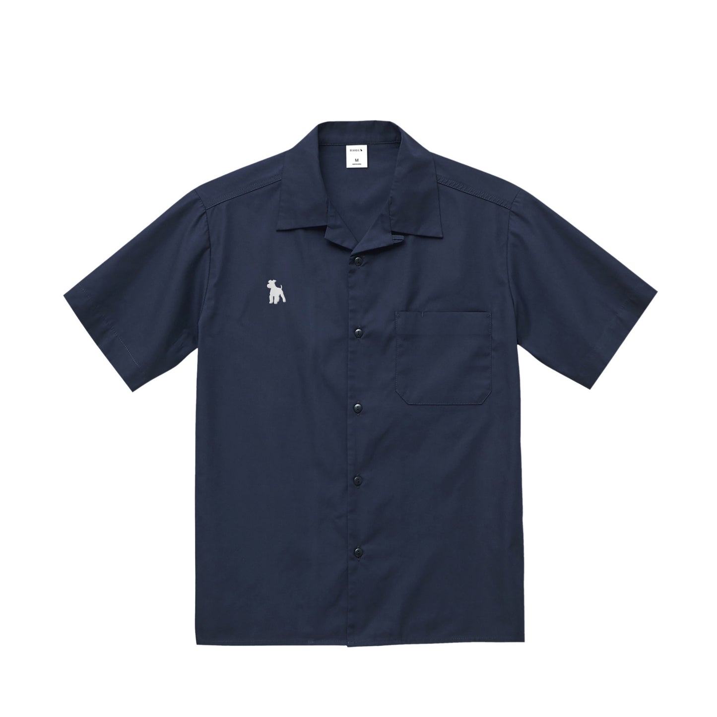 シュナウザーロゴ刺繍オープンカラーシャツ dark-navy image