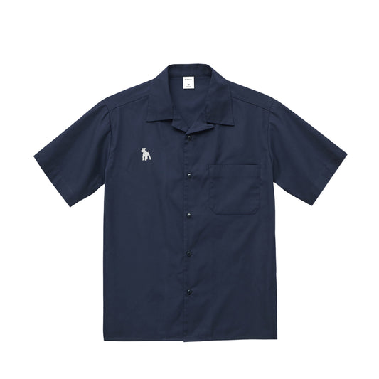 シュナウザーロゴ刺繍オープンカラーシャツ dark-navy image