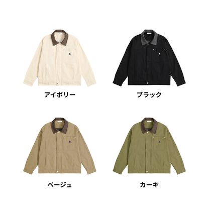 シュナウザーロゴ刺繍ワークジャケット