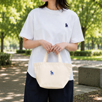 シュナウザーロゴ刺繍ミニトート（ネイビー×ホワイトロゴ）