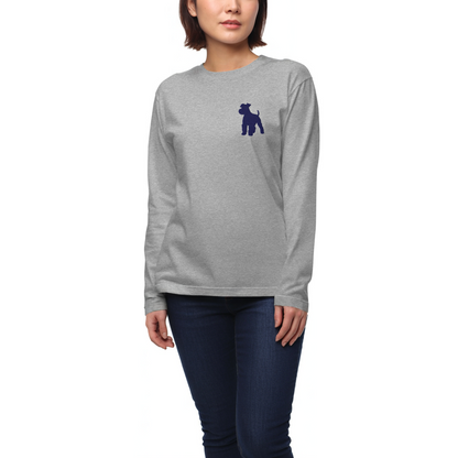 シュナウザーラージロゴ刺繍ロングTee（ネイビーロゴ）
