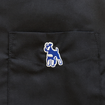 シュナウザーポイントロゴ刺繍シャツ（ネイビー×ホワイトロゴ）