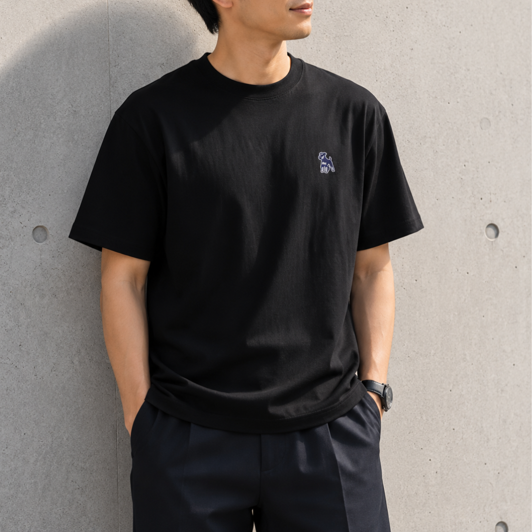 シュナウザーポイントロゴ刺繍Tee（ネイビー×ホワイトロゴ）