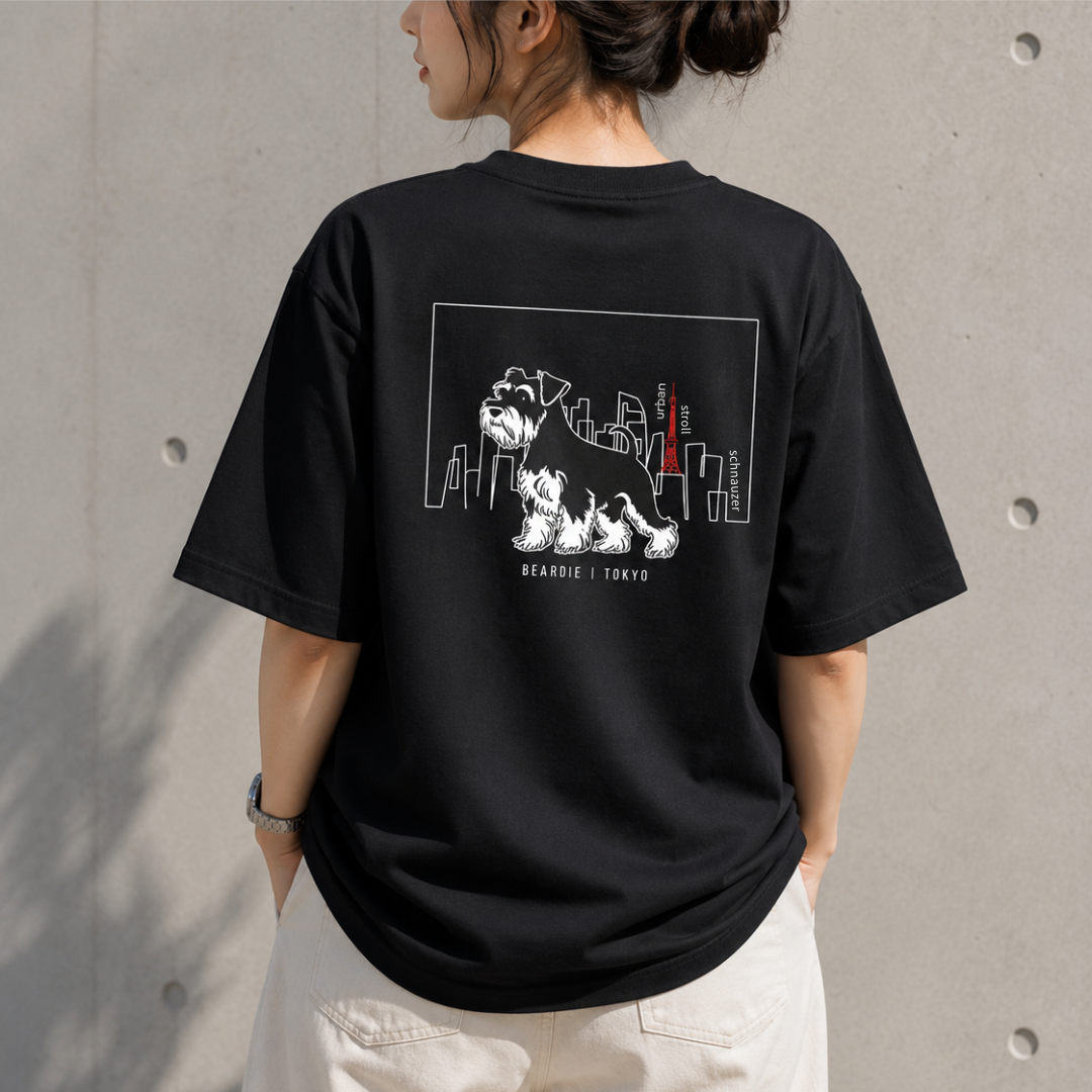 シュナウザーTOKYO散歩 バックプリントTee