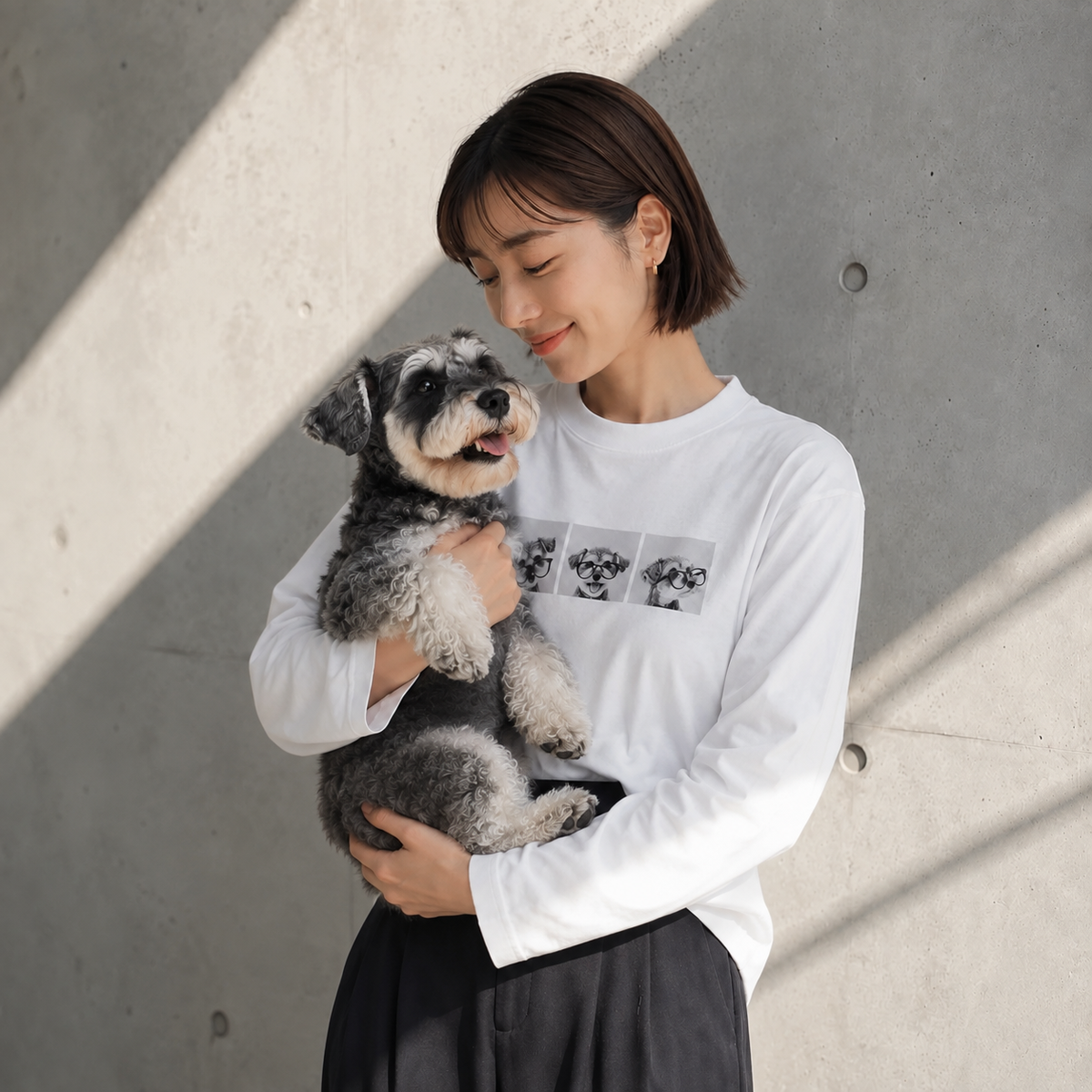 Three Faces - シュナウザーロングTee
