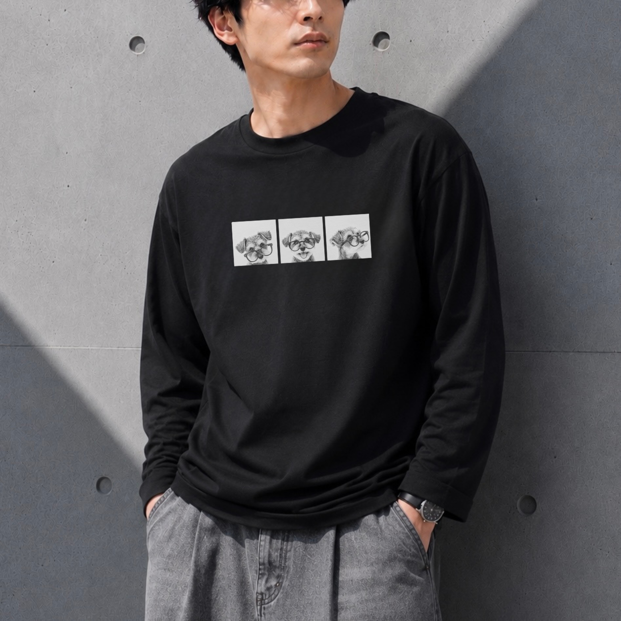 Three Faces - シュナウザーロングTee