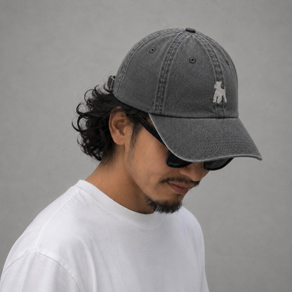 シュナウザーロゴ刺繍ピグメントダイキャップ